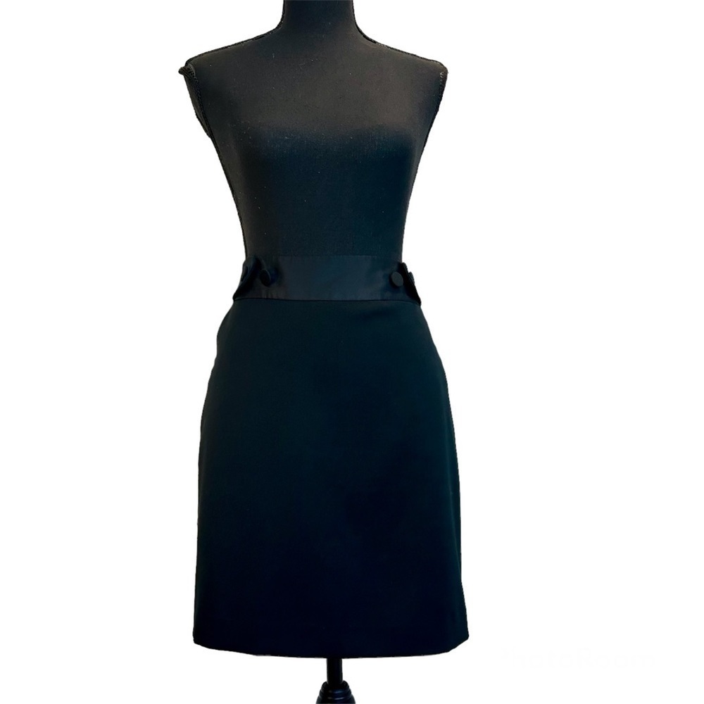 BANANA republic black satin finish button detail waist lined pencil skirt Sz 6 N